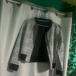 Topshop Black and White Patterned Bomber Jacket